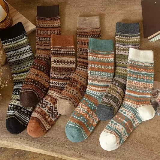 Women's Bunching Retro Mid-calf Socks Ethnic Style