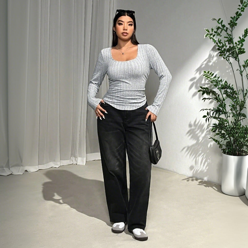Fashionable Simple, Slim-fit Slimming Long-sleeved Commuter Top