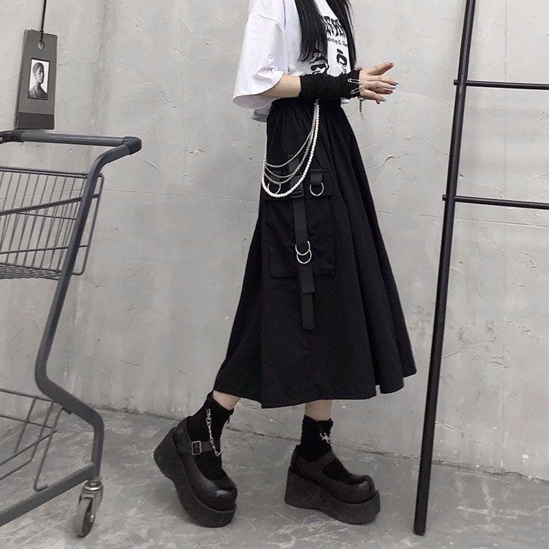 Retro A-line Suit Slimming Mid-length High Waist Skirt Fashion
