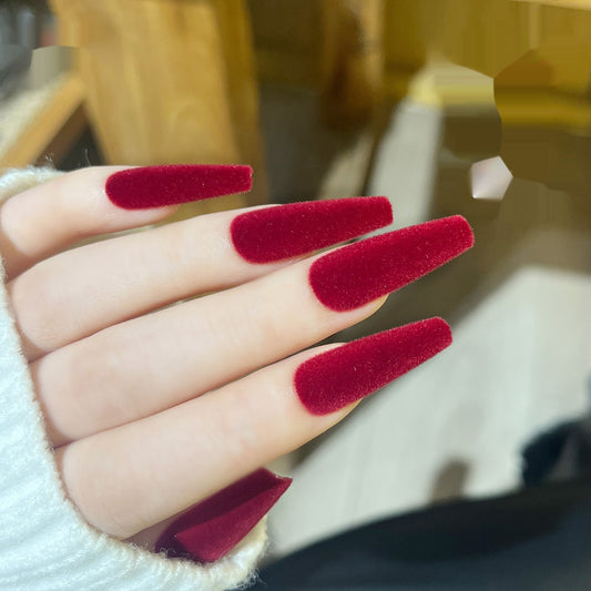 Red Velvet Wear Nail Tip Eight Minutes Quick-forming Colored Velvet Patch