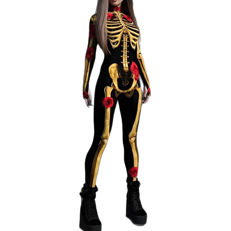 Women's Body Skeleton Skinny Print Jumpsuit