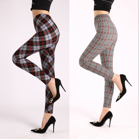Autumn Underwear Leggings Stretch Printed High-waisted Trousers