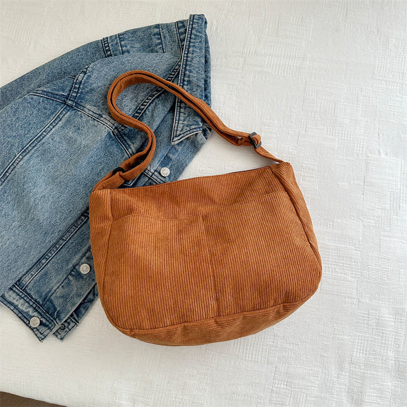 Large-capacity Crossbody Bag Korean Style Fashion Commuter Backpack Corduroy Class Bag