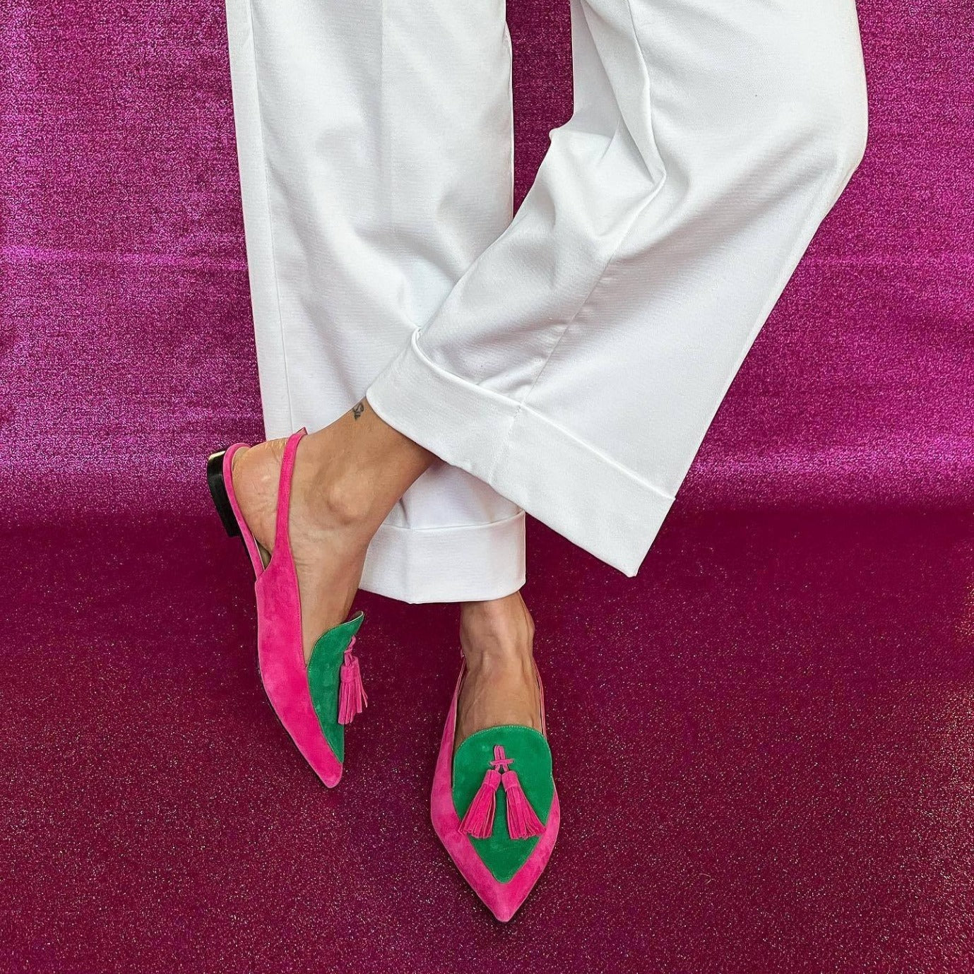 Color Matching Women's Plus Size Pointed Low Heel Slingback Sandals