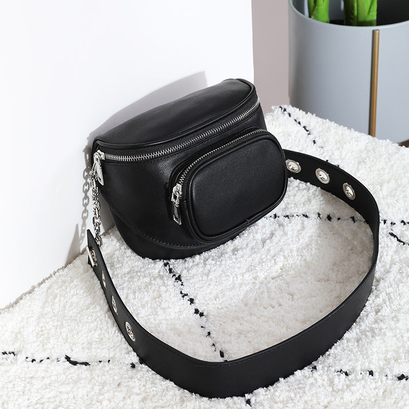 Women's Simple Leather Half Round Saddle Bag