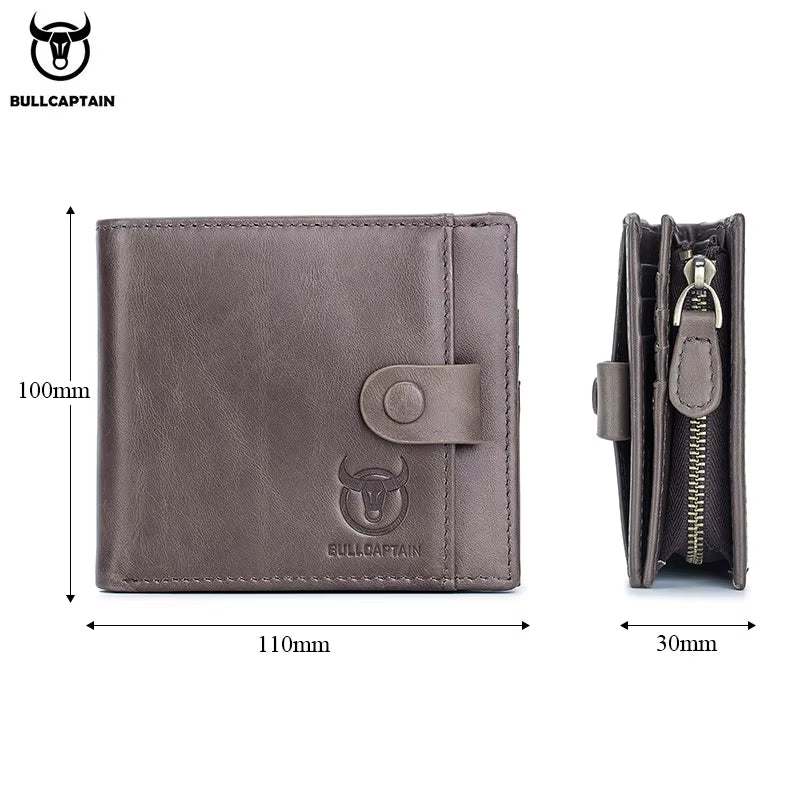 Genuine Leather Men'S Wallet Coin Purse Small Wallet Retro Short Wallet British Casual Multifunction Wallet