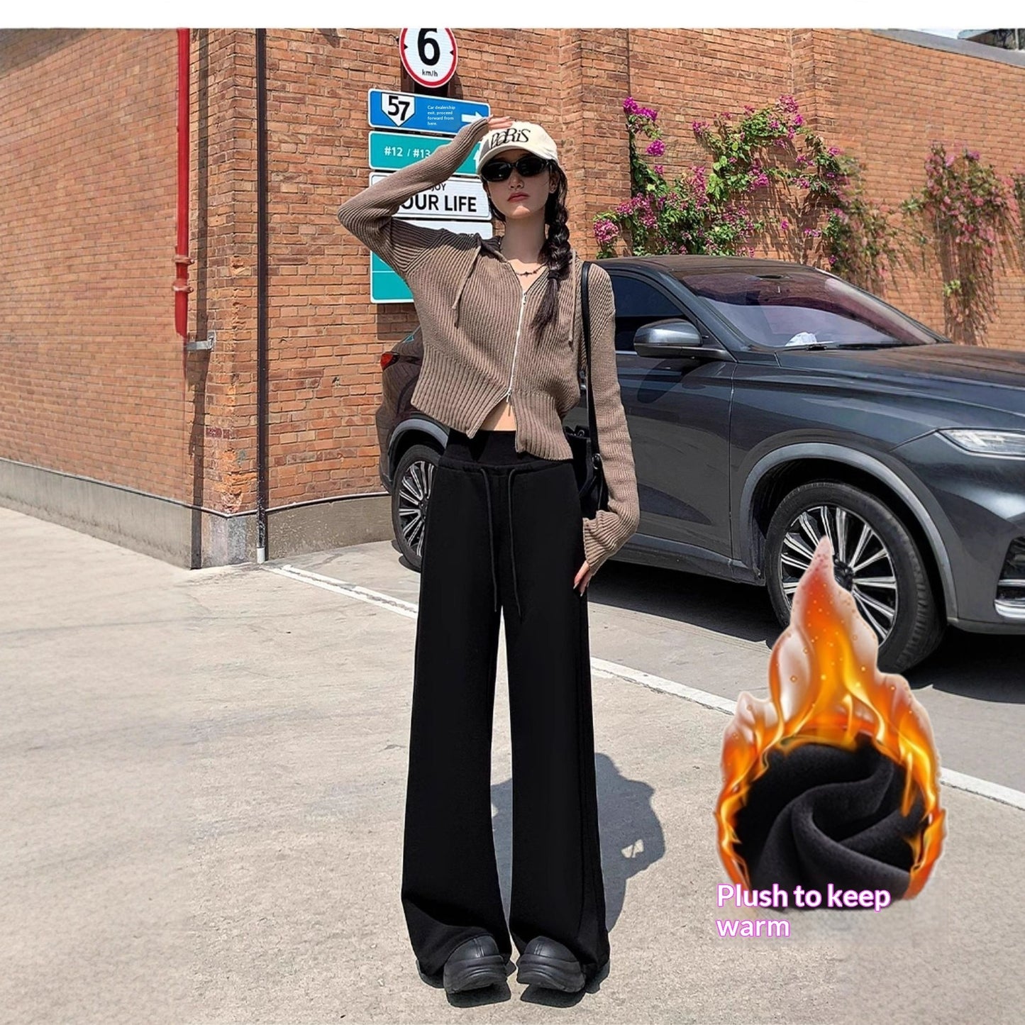 American-style Casual Slimming Straight-leg Wide-leg Pants