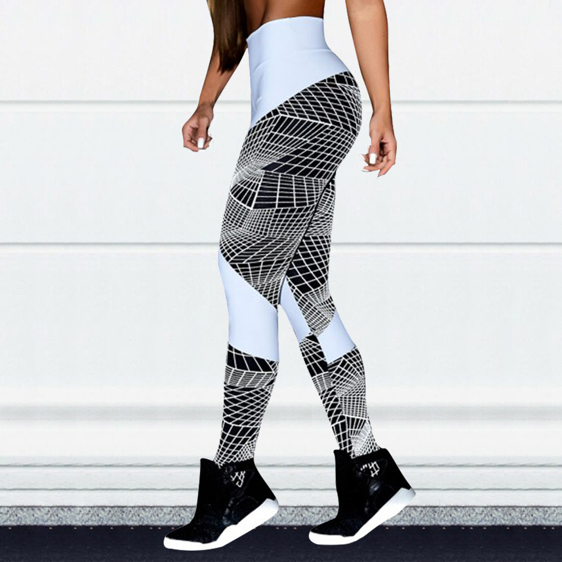Geometric Lines Sexy Yoga Sweatpants Hip High Waist Leggings