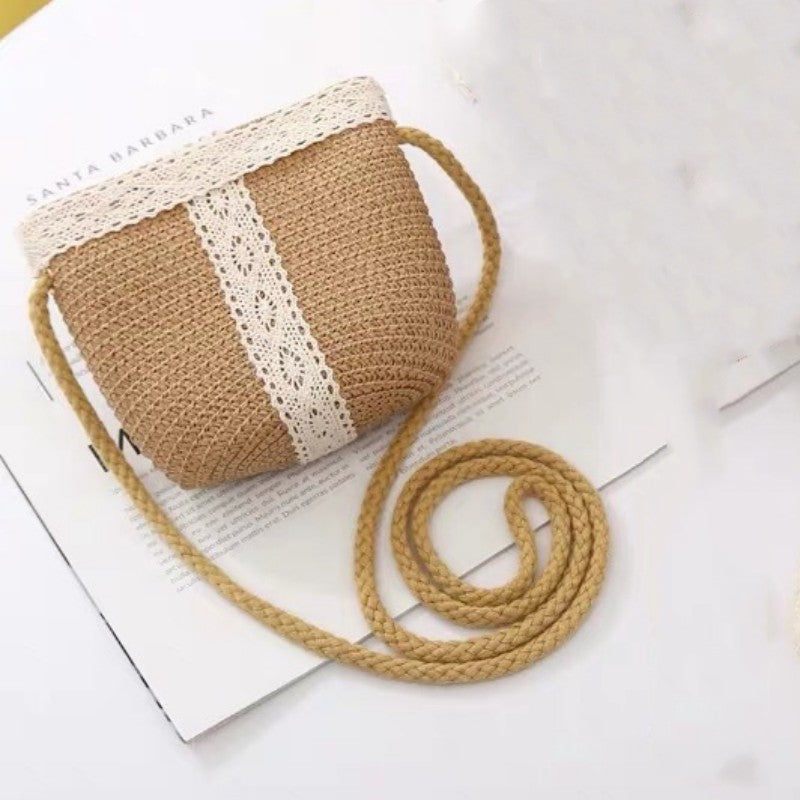 Summer Beach Sunshade Parent-Child Big Brim Straw Hat Bag Set