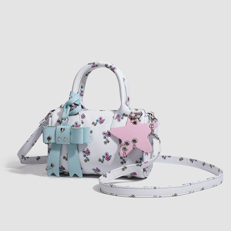 Sweet Hand-held And Shoulder Bag With A Petite Floral Bow Accessory