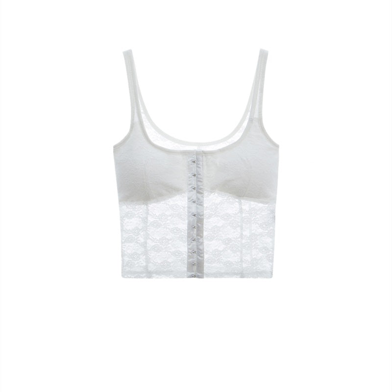 Summer Women's White Lace Camisole Short Top