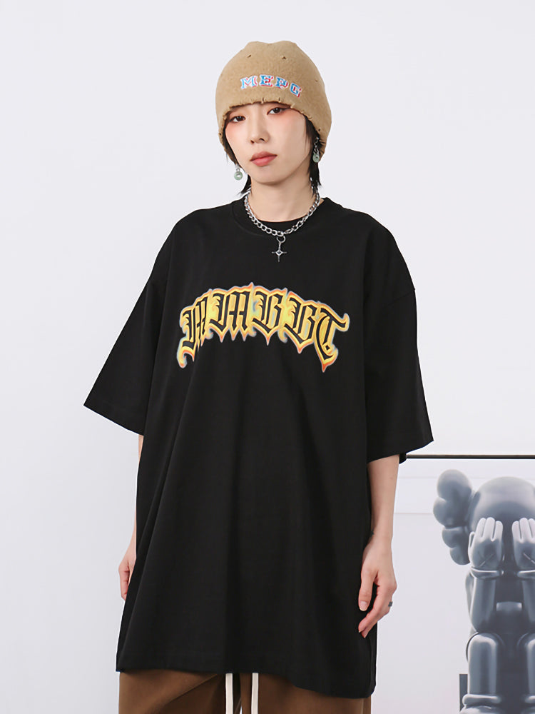 Women's American Style Retro Cotton Print Short Sleeve T-shirt