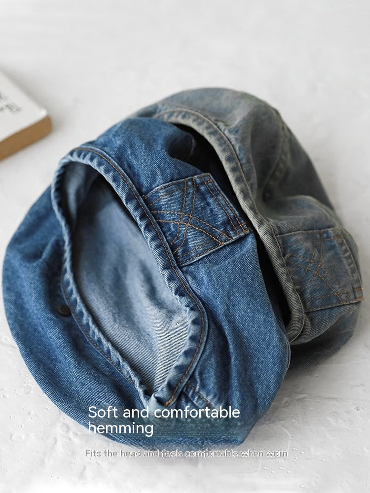Denim Beret Women's Vintage Painter Hat