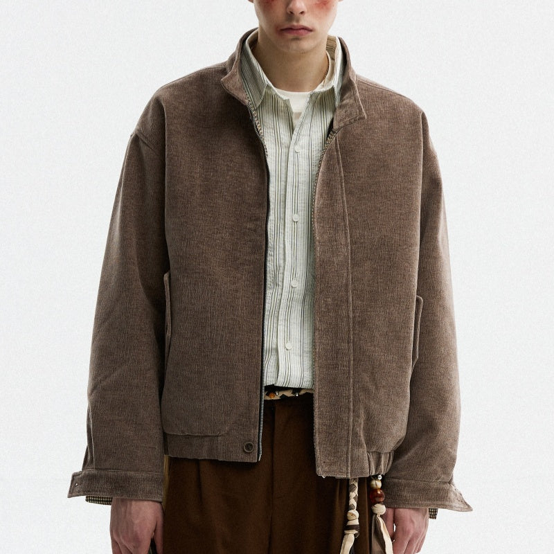 Tree Grain Texture Jacket Men's Houndstooth Lining American Retro