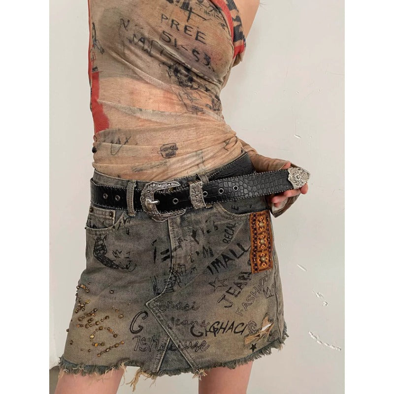 American Y2K Retro Carved Crocodile-pattern Belt