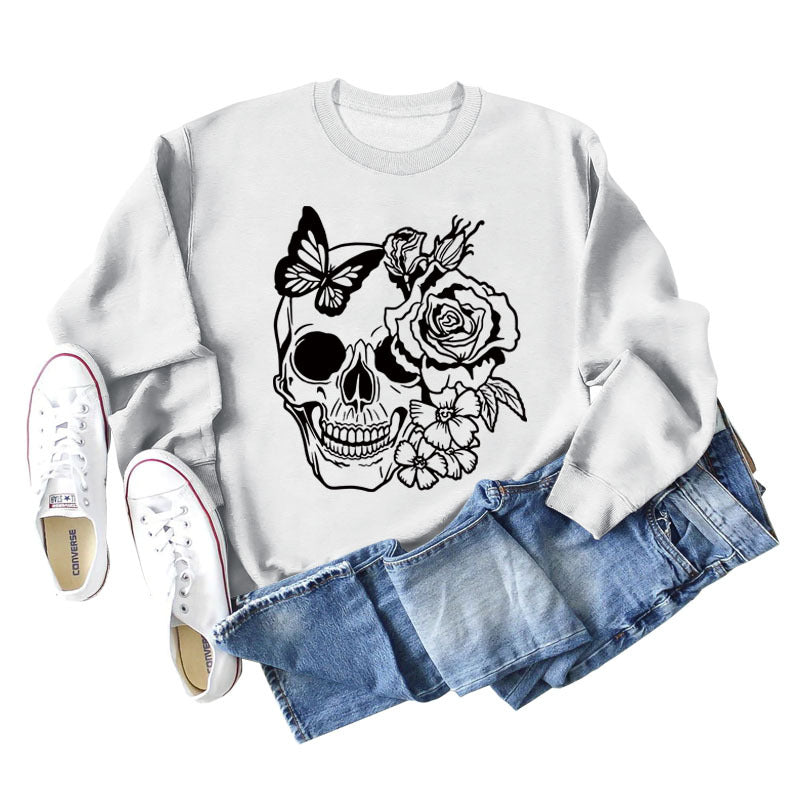 Women's Skull Butterfly Long Sleeved Sweater