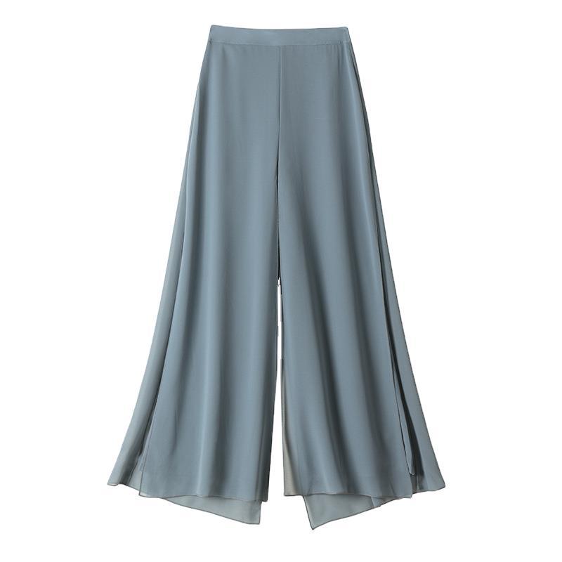High Waist Slim Fashionable Ice Chiffon Broad Leg Pants Female