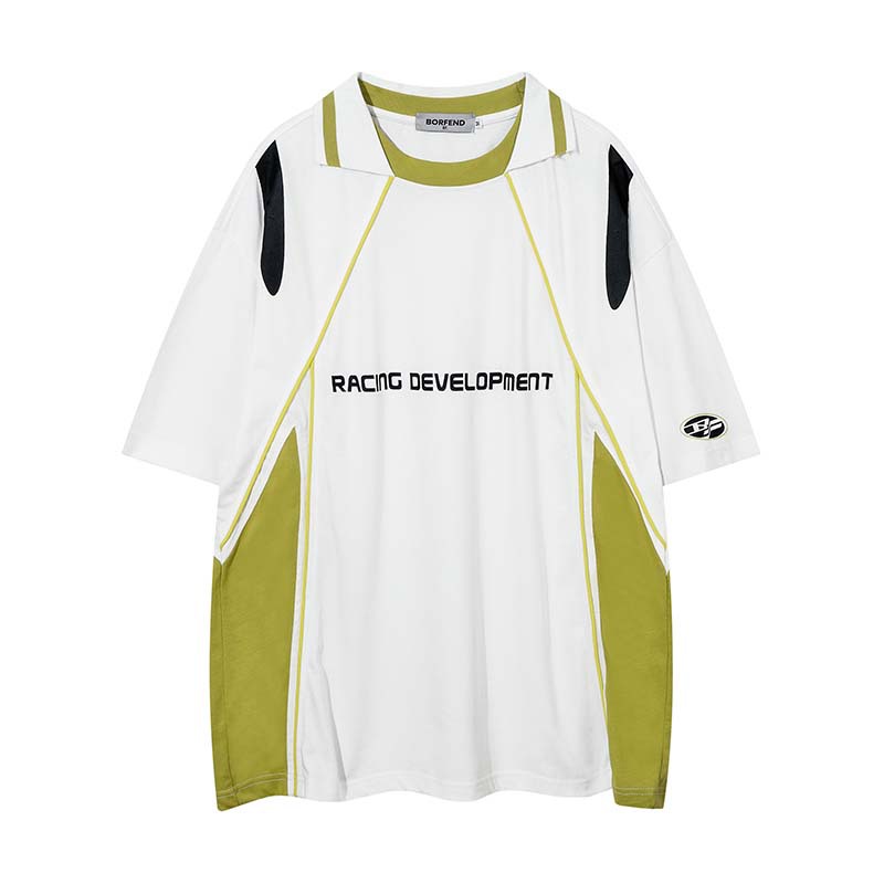 Raglan Sleeve Reverse Collar Sports Stitching Half Sleeve Shirt Men's