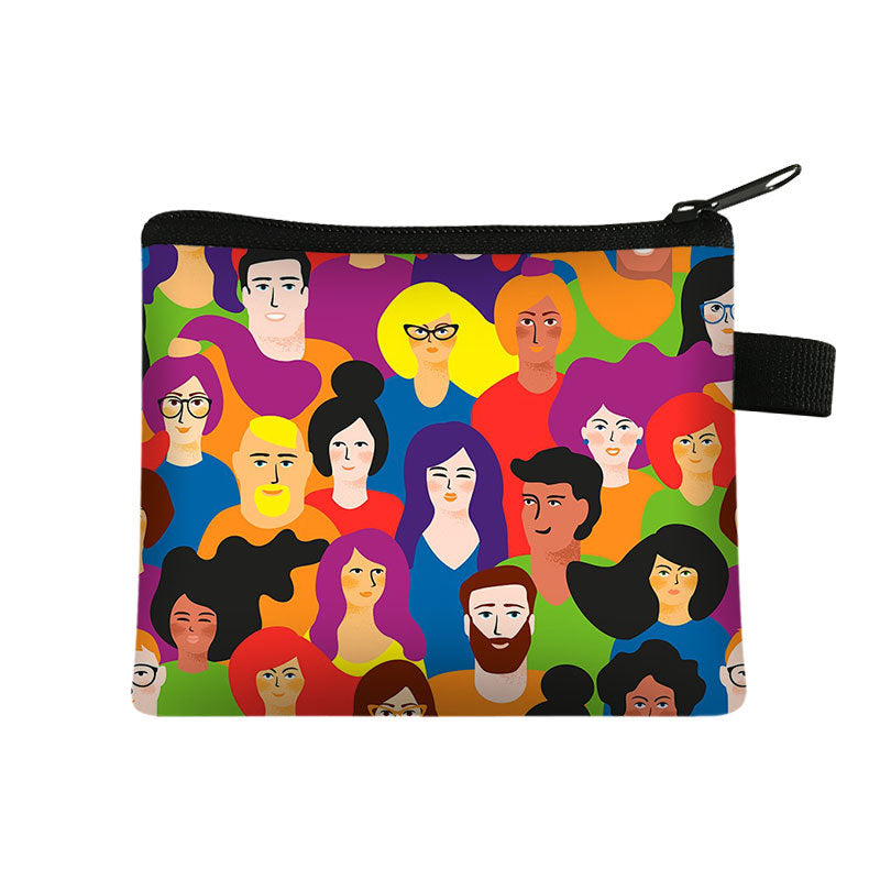 Fashion Color Printing Coin Purse Polyester Portable