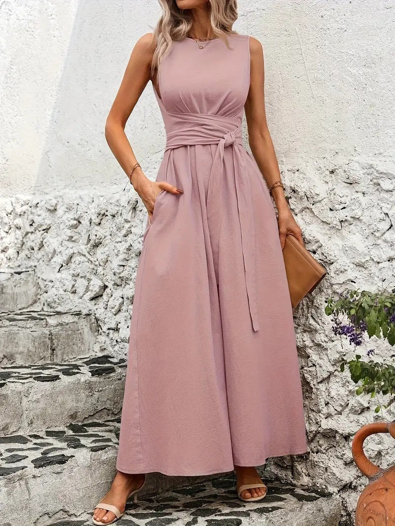 Womens Casual Chic Asymmetrical Twist-Waist Dress