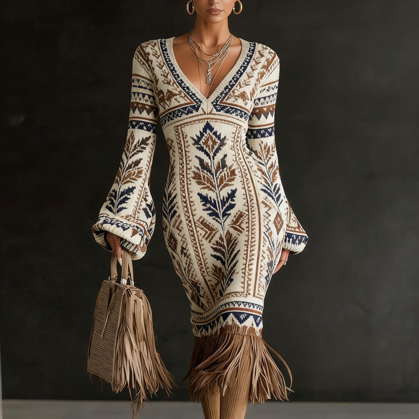 Temu Womens Knitted Sweater Dress Creative