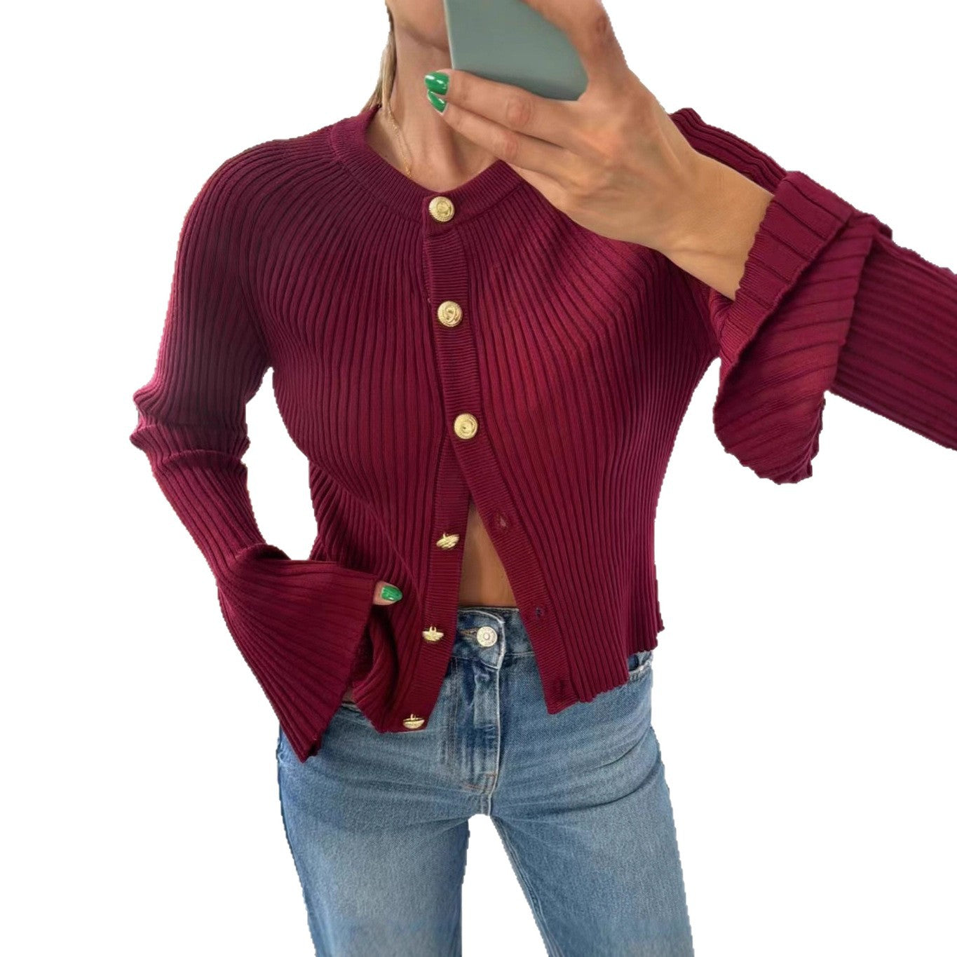 Slim-fit Knitted Cardigan Long Sleeve Versatile Sweater