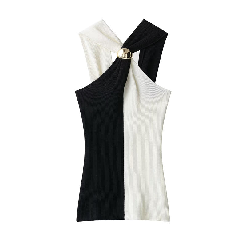 Women's Minimalist Knit Halterneck Top