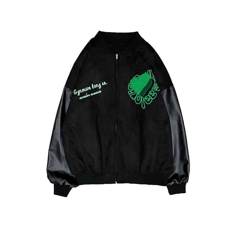Veste ample couple hip-hop patchwork brodé