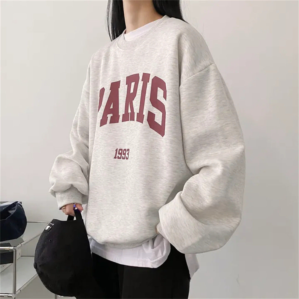 Skjorte Fleece Trykt Langærmet Bogstav Sweater