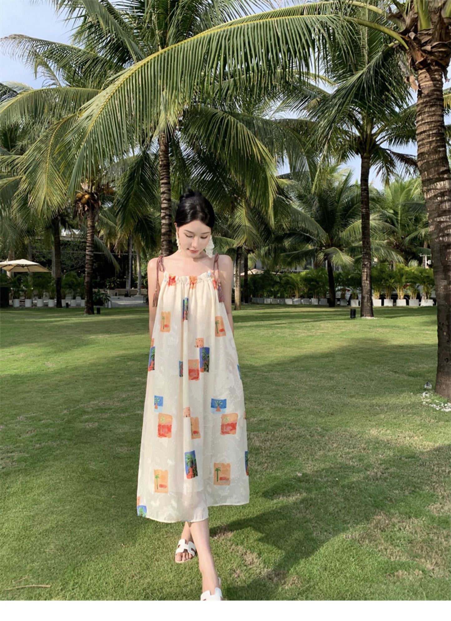 Beach Vacation Flower Strap Dress Girl