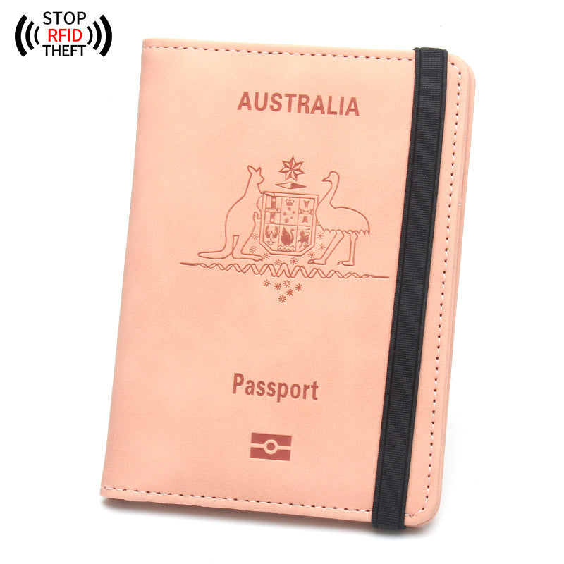 Anti-magnetic Australia Passport Case Multiple Card Slots Rubber Band Strap Passport Jacket