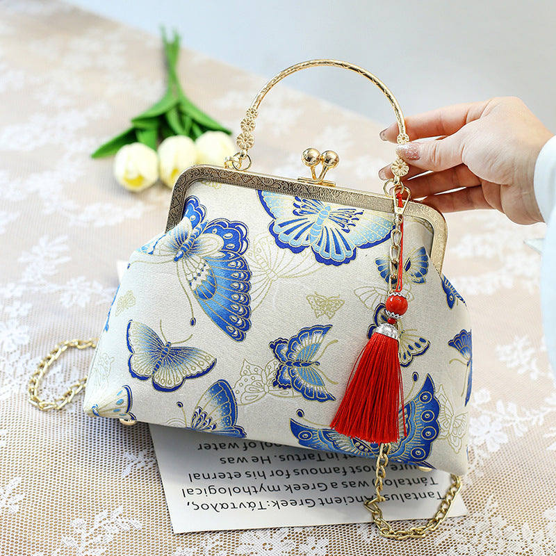 New Chinese Style Retro National Style Embroidered Clutch Bag Red-crowned Crane Handbag