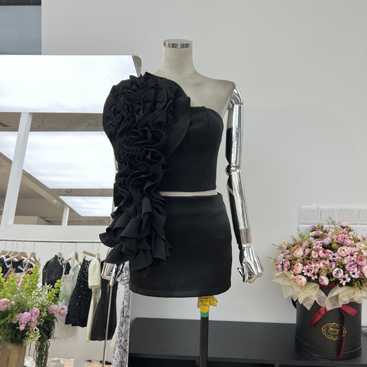 Street Shot Goddess Flower Ribbon One-shoulder Vest