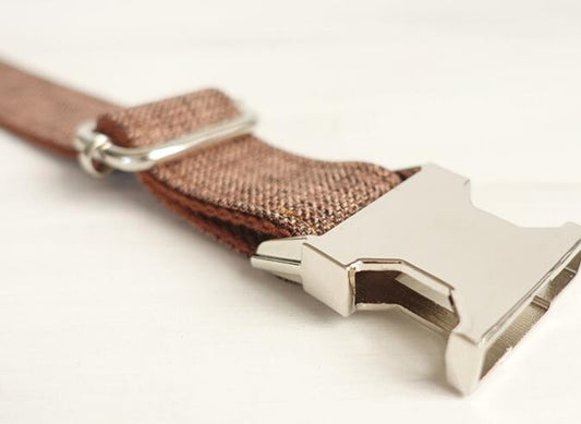 Brown plaid dog ring
