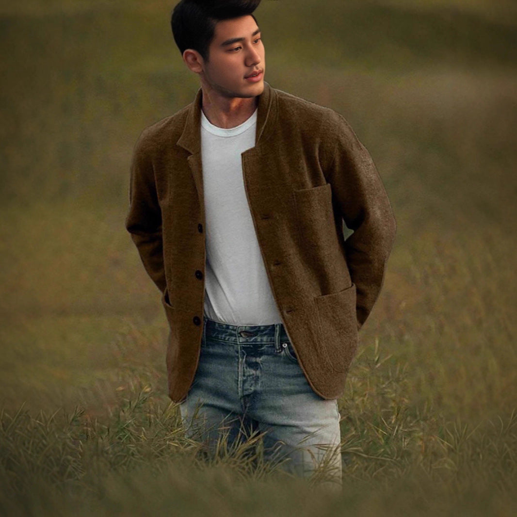 Men's Youthful Foreign Trade Solid-Color Trendy Fashion Wool Jacket