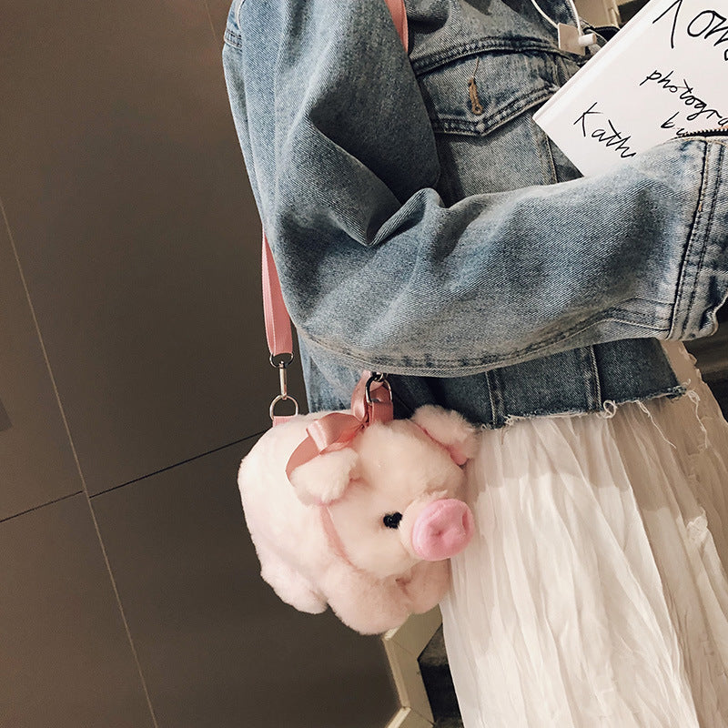 Japansk Piggy Plys Dametaske med Stor Kapacitet