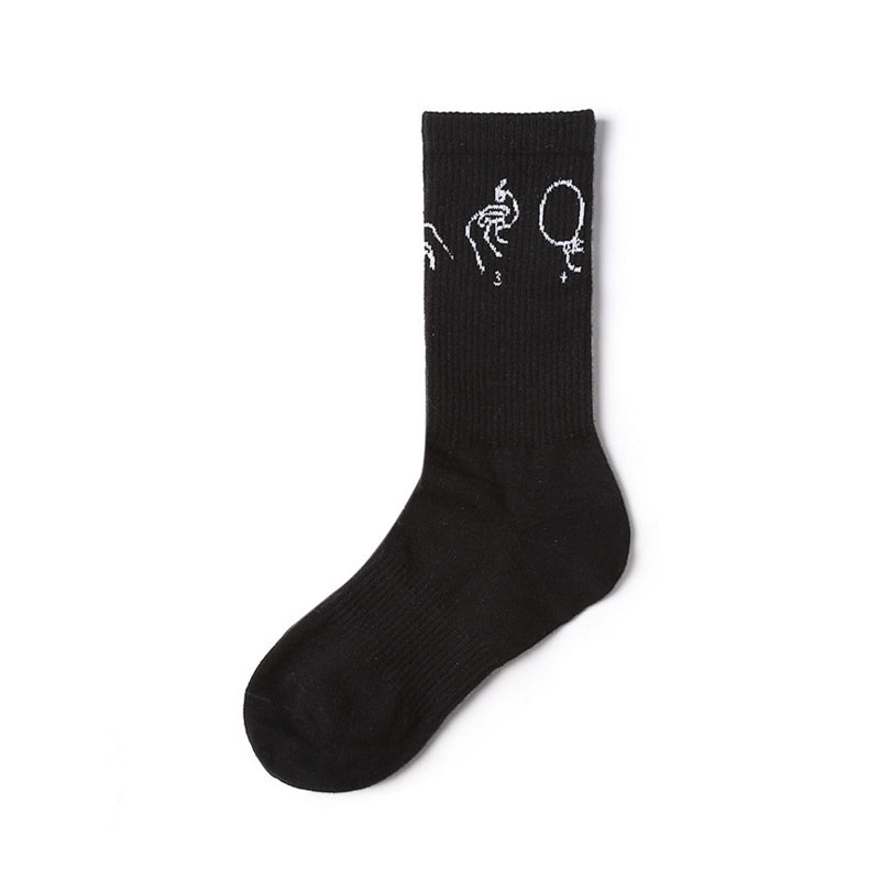 Medium Tube Cartoon Pattern Women's Cotton Socks