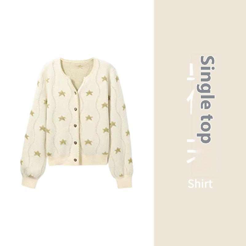 Autumn New Purple Knitted Outerwear Cardigan Top