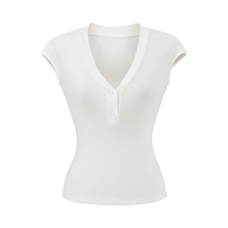 Fashionable Cool V-neck Slimming Short Sleeve T-shirt