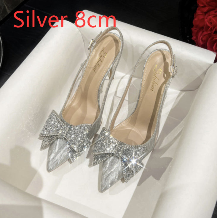 Stiletto Pointed Bridal Sequin Rhinestones High Heels
