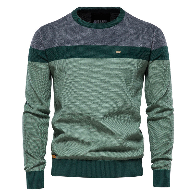 Mønsterstrikket langærmet herresweater
