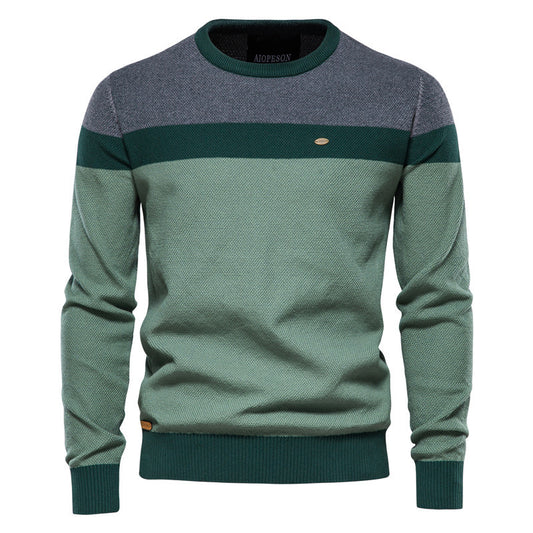 Mønsterstrikket langærmet herresweater