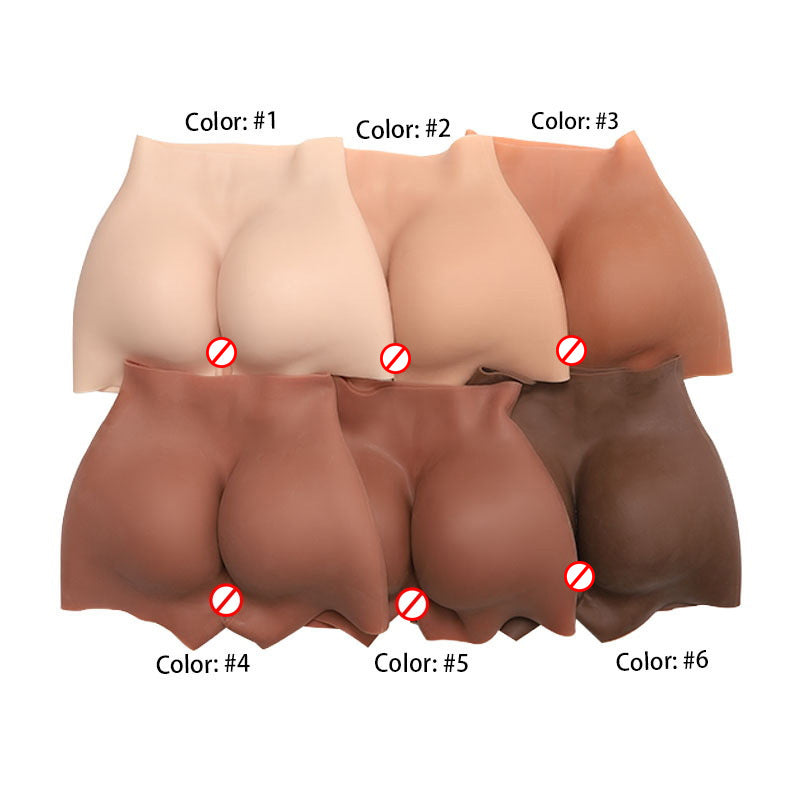 Gathered Butt-Lifting Crotch-Opening Pure Silicone Fake Buttocks Pants