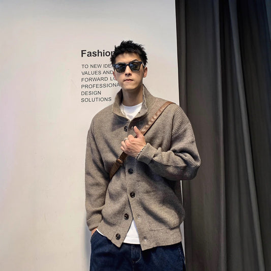Mens Retro Casual Cardigan Sweater In American Style