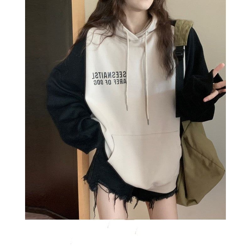 Farveblok Hoodie Dame Forår Og Efterår