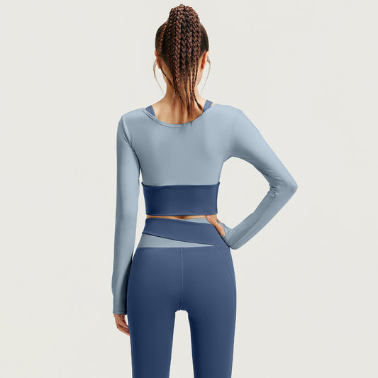 Bra-free Bare-feel Faux Two-piece Yoga Outfit Set