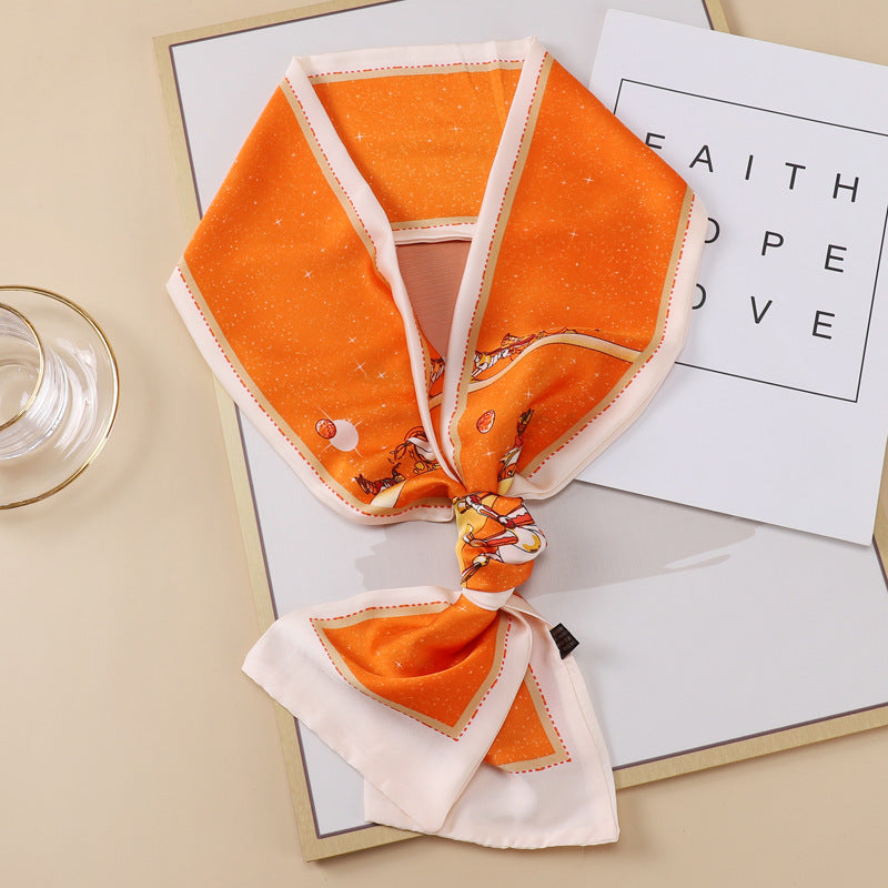 Small Silk Scarf Thin And Long Hair Binding Double Layer