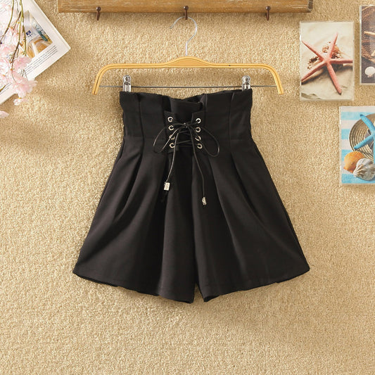 Strap Elastic Waist Casual Shorts Large Size Loose High Waist