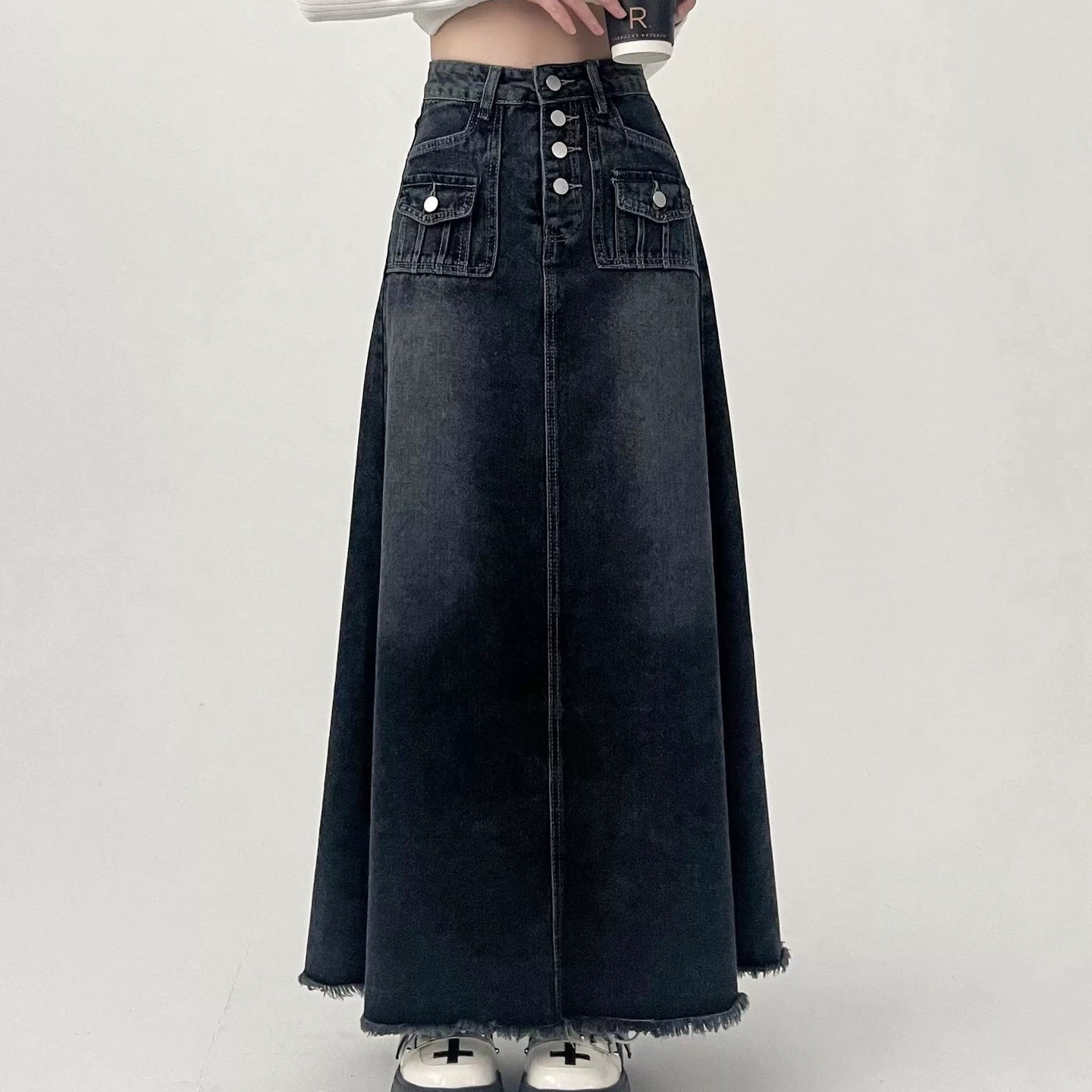 Moderigtig Retro A-formet Denimnederdel til Kvinder