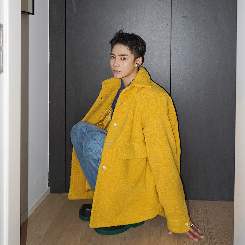 Avocado Green Lamb Faux Sweater Coat